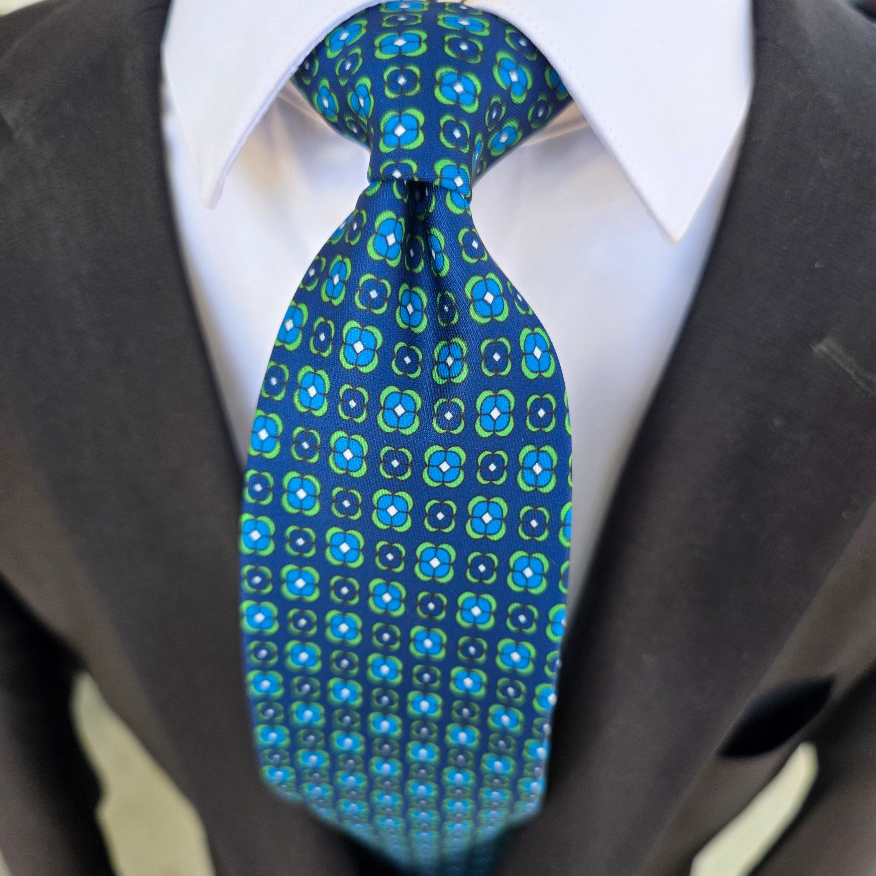 Navy Blue Green Dot Tie
