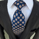 Navy Blue Brown Floral Tie