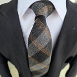 Black Gray Wool Plaid Tie