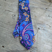 Navy Blue Purple Paisley Tie