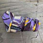 Lavender Khaki Yellow Silk Tie Pocket Square Cufflink Set
