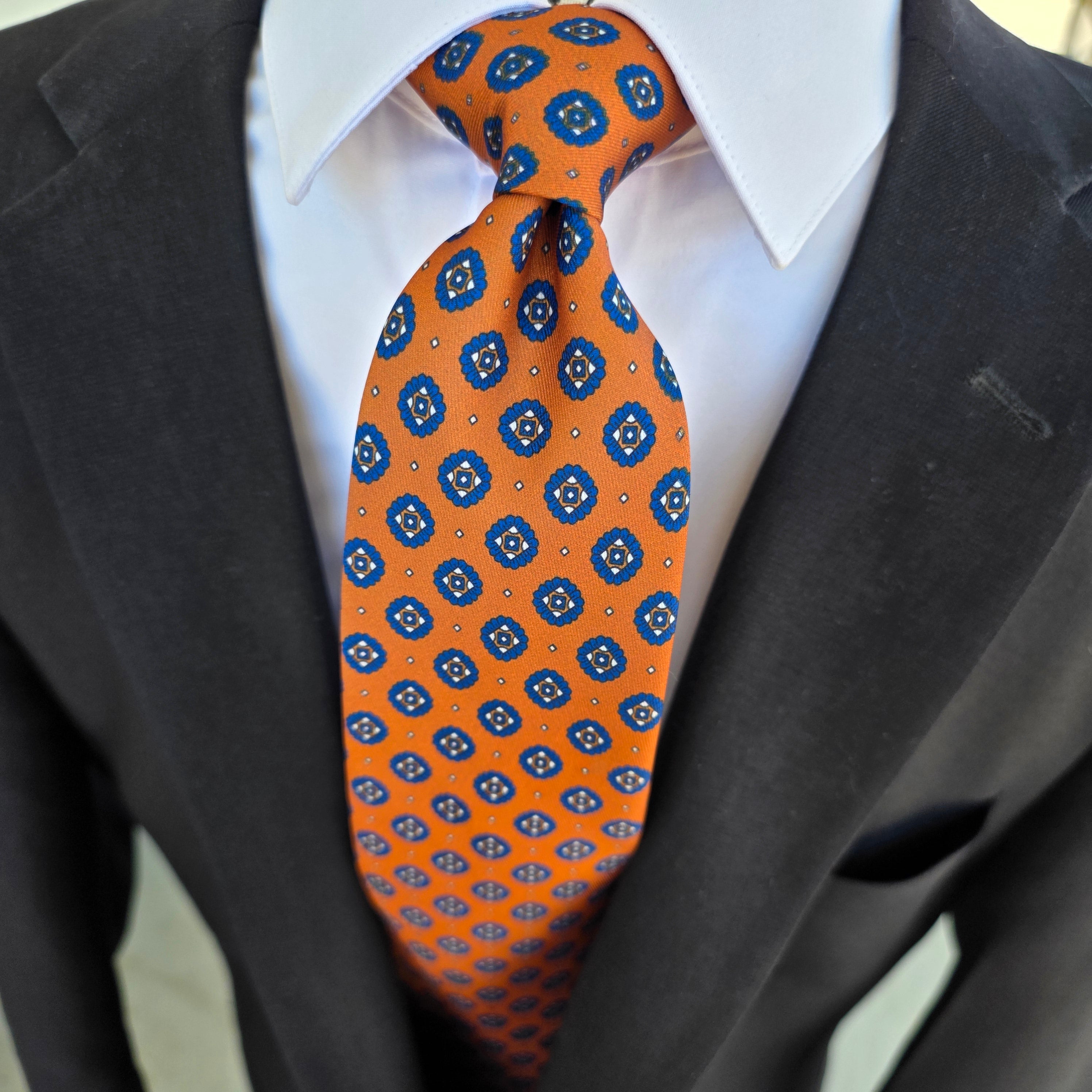 Honey Orange Blue Polka Dot Tie