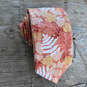 Cream White Leaf Floral Tie