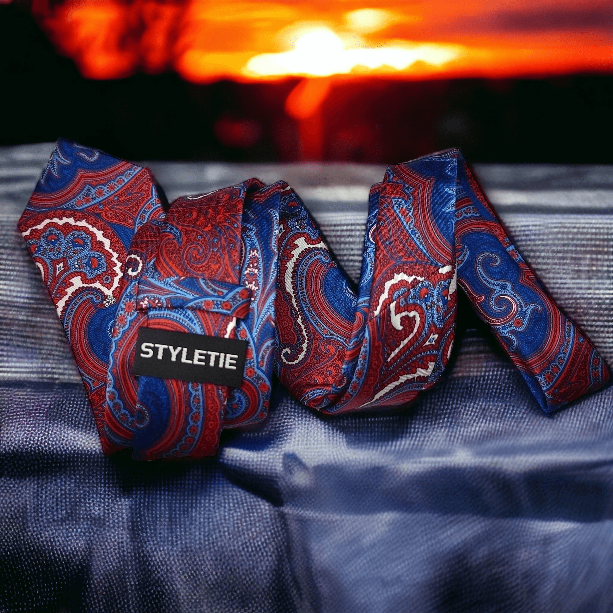 Royal Blue Red Paisley Tie - STYLETIE
