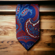 Royal Blue Red Paisley Tie