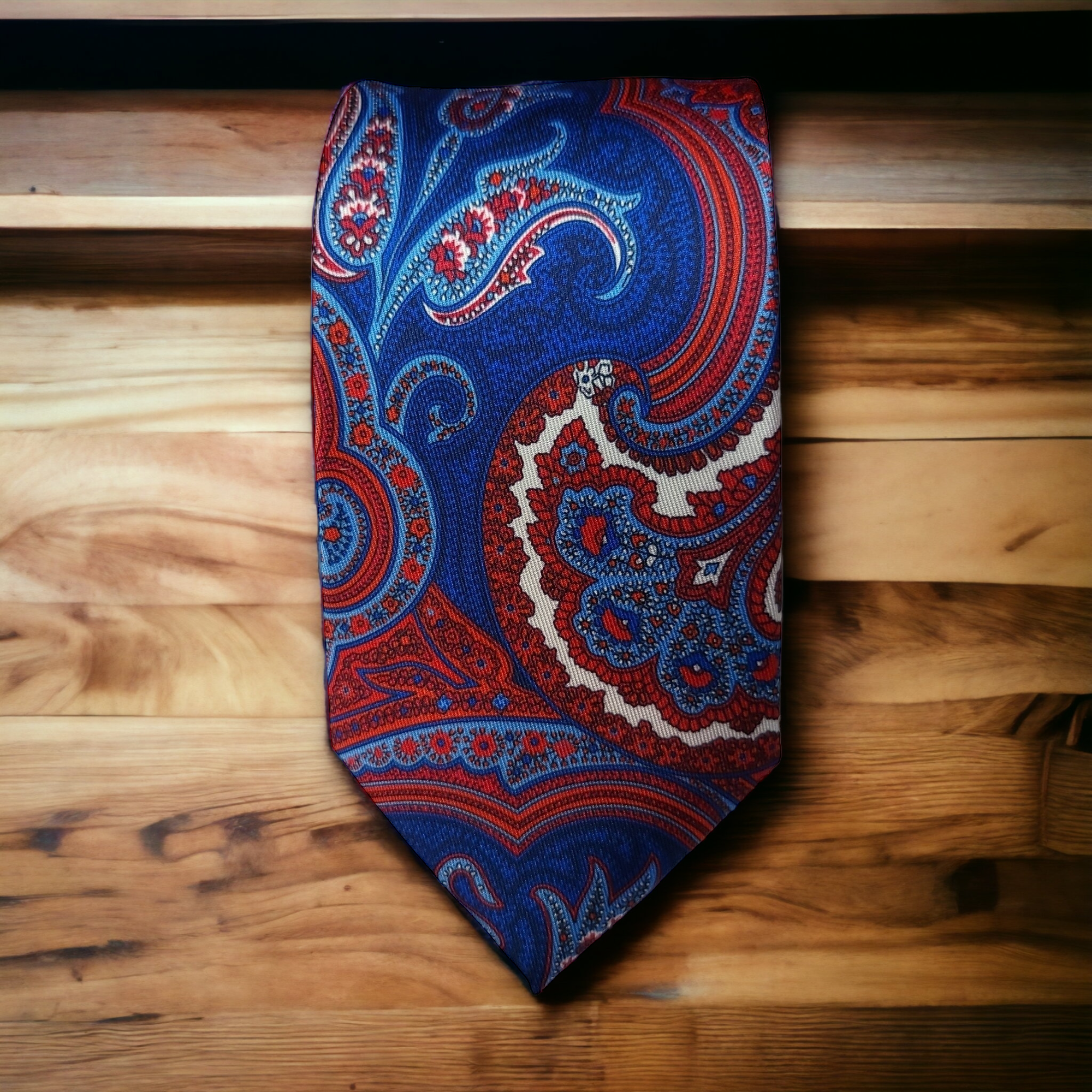 Royal Blue Red Paisley Tie