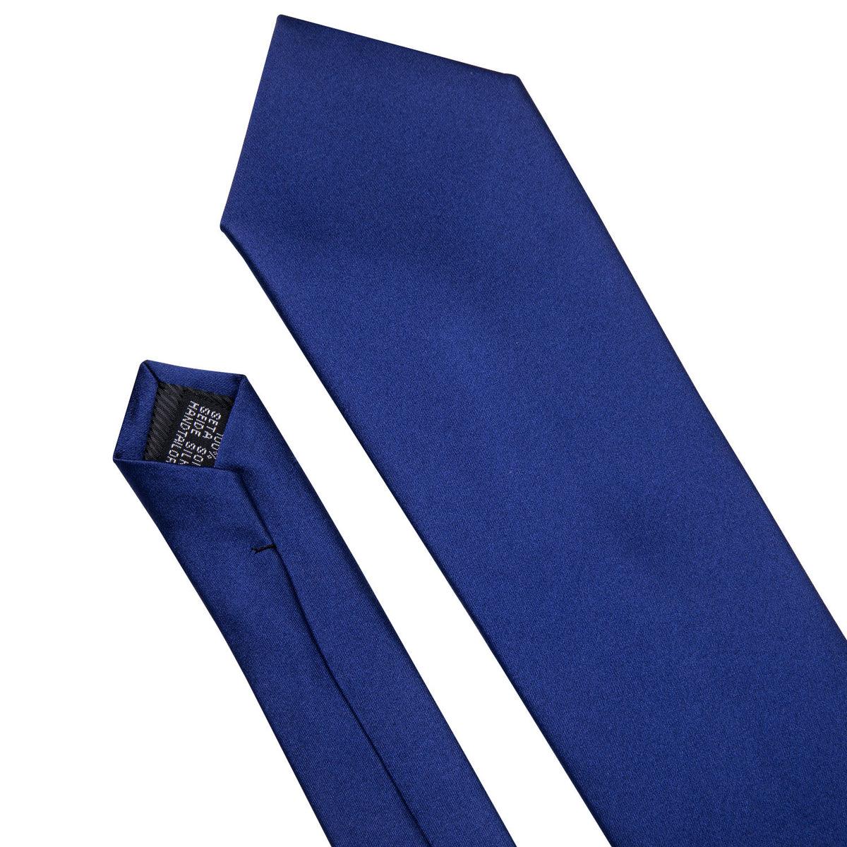 Royal Blue Solid Silk Tie Pocket Square Cufflink Set - STYLETIE