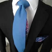 Steel Blue Rose Pink Floral Peekaboo Tie - STYLETIE
