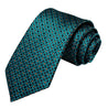 Teal Blue Geometric Silk Tie Pocket Square Cufflink Set - STYLETIE