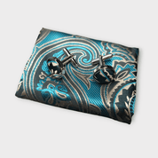 Teal Blue Paisley Silk Tie Pocket Square Cufflink Set - STYLETIE