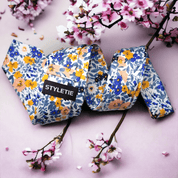 White Floral Pink Blue Leaf tie - STYLETIE