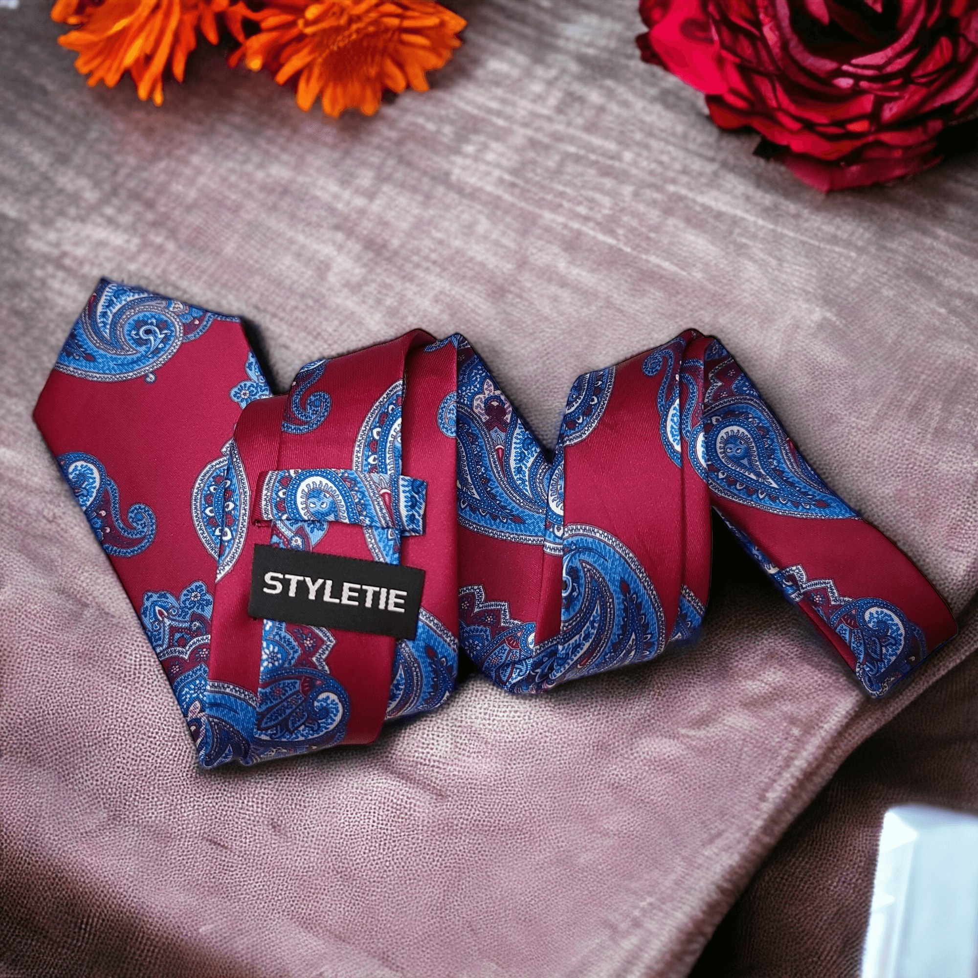 Wine Blue Paisley Tie - STYLETIE
