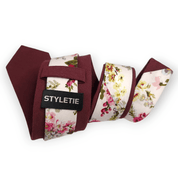 Wine Rose Pink Leaf Floral Peekaboo Tie - STYLETIE