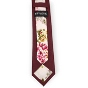 Wine Rose Pink Leaf Floral Peekaboo Tie - STYLETIE