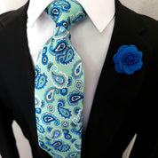 Aqua Mint Blue Paisley Tie - STYLETIE