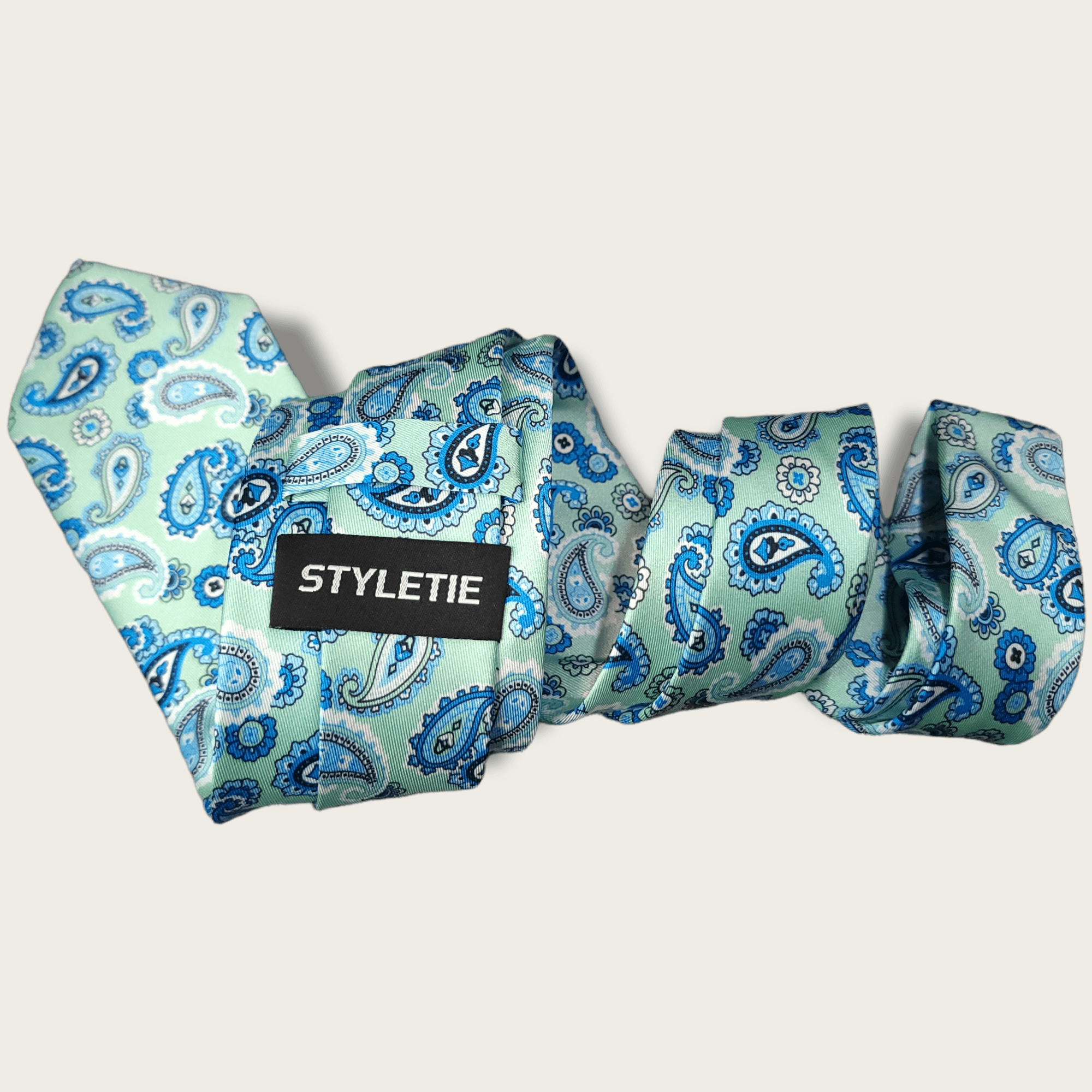 Aqua Mint Blue Paisley Tie - STYLETIE