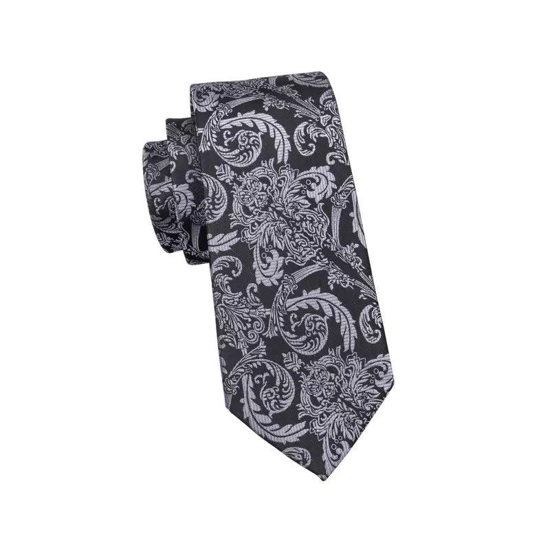 Black & Dim Gray Silk Tie Pocket Square & Cufflinks Set – STYLETIE
