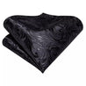 Black Floral Pattern Silk Tie Pocket Square Cufflink Set - STYLETIE