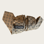 Black Gold Dust Plaid Silk Tie Pocket Square Set - STYLETIE