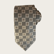Black Gold Dust Plaid Silk Tie Pocket Square Set - STYLETIE