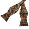 Black Gold Plaid Silk Bowtie Pocket Square Cufflink Set - STYLETIE