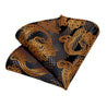 Black Gold Striped Silk Tie Pocket Square Cufflink Set - STYLETIE