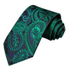 Black Green Paisley Silk Tie Pocket Square Cufflinks Set - STYLETIE