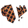 Black Orange Tie Set of Pocket Square & Cufflinks - STYLETIE