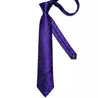 Black Purple Paisley Silk Tie Pocket Square Cufflink Set - STYLETIE