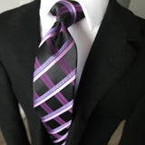 Black Purple Plaid Silk Tie