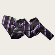 Black Purple Plaid Silk Tie - STYLETIE