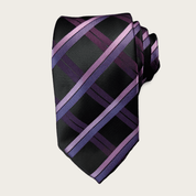 Black Purple Plaid Silk Tie - STYLETIE