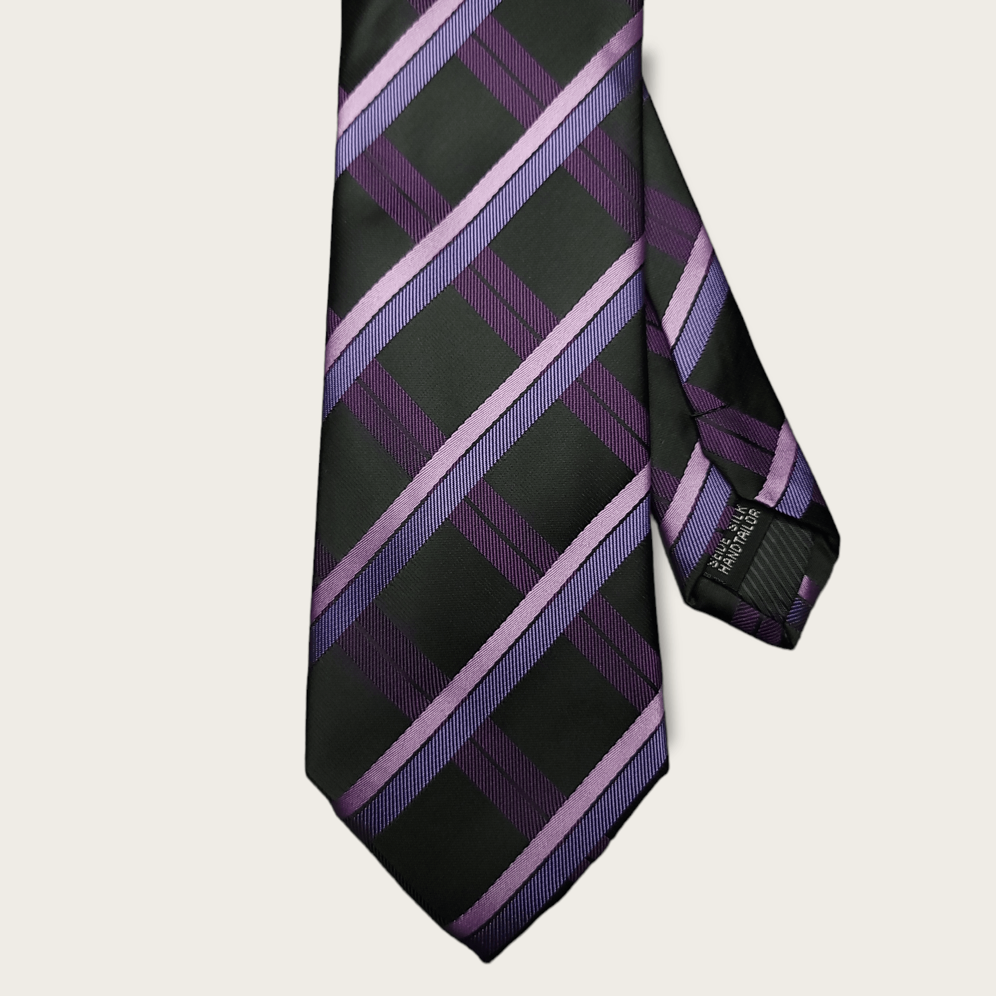 Black Purple Plaid Silk Tie - STYLETIE