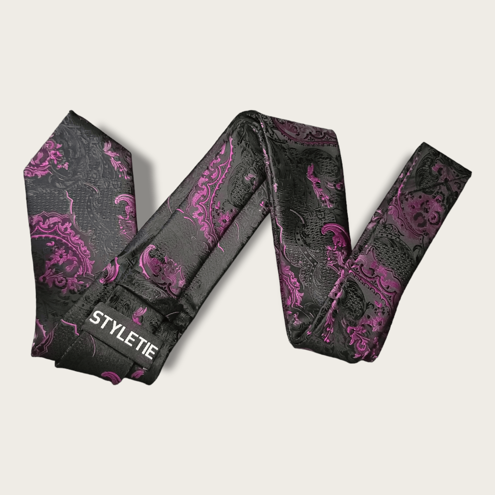 Black Purple  Silk Tie Pocket Square Cufflink Set - STYLETIE