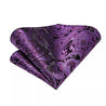 Black Purple Silk Tie Pocket Square Cufflink Set - STYLETIE