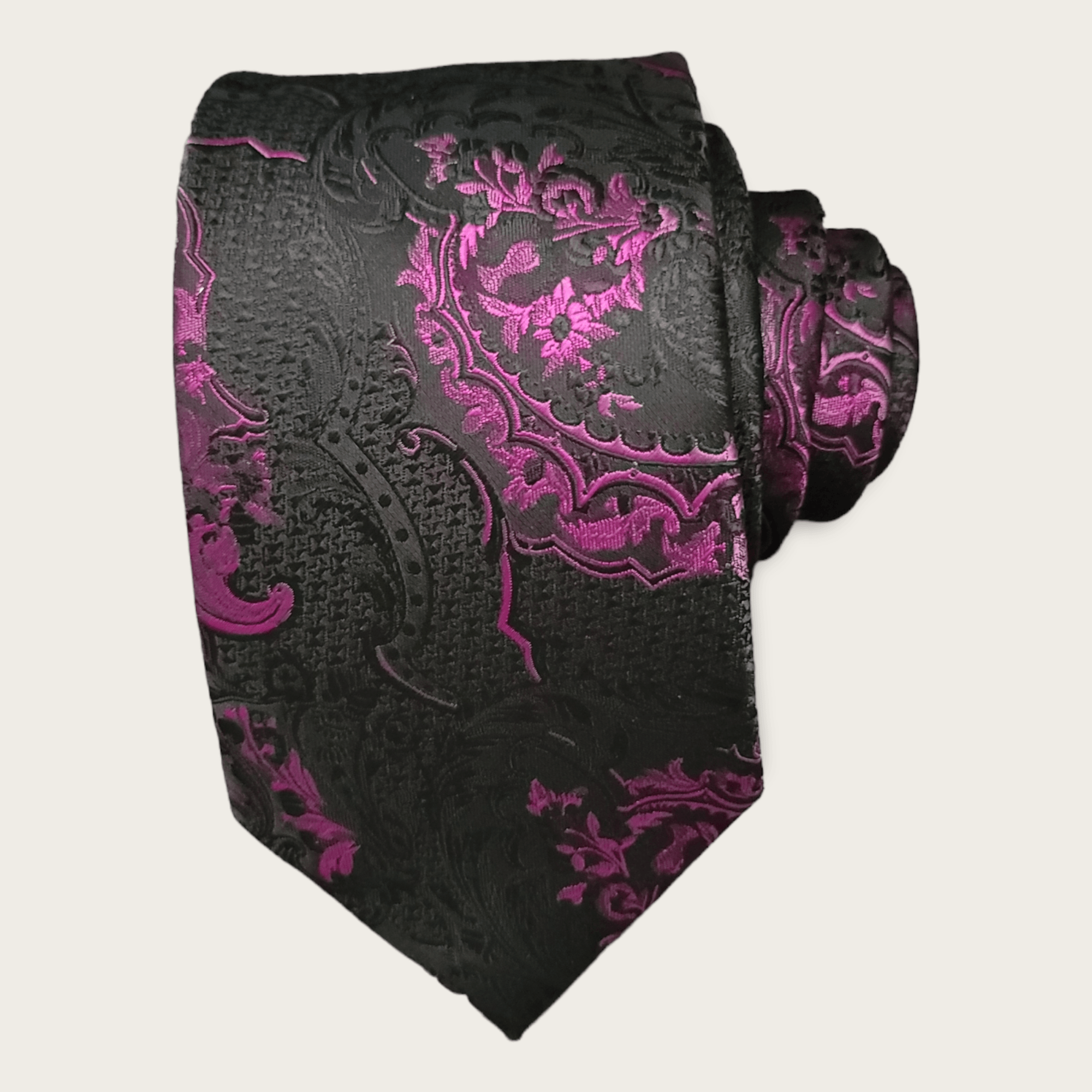 Black Purple  Silk Tie Pocket Square Cufflink Set - STYLETIE