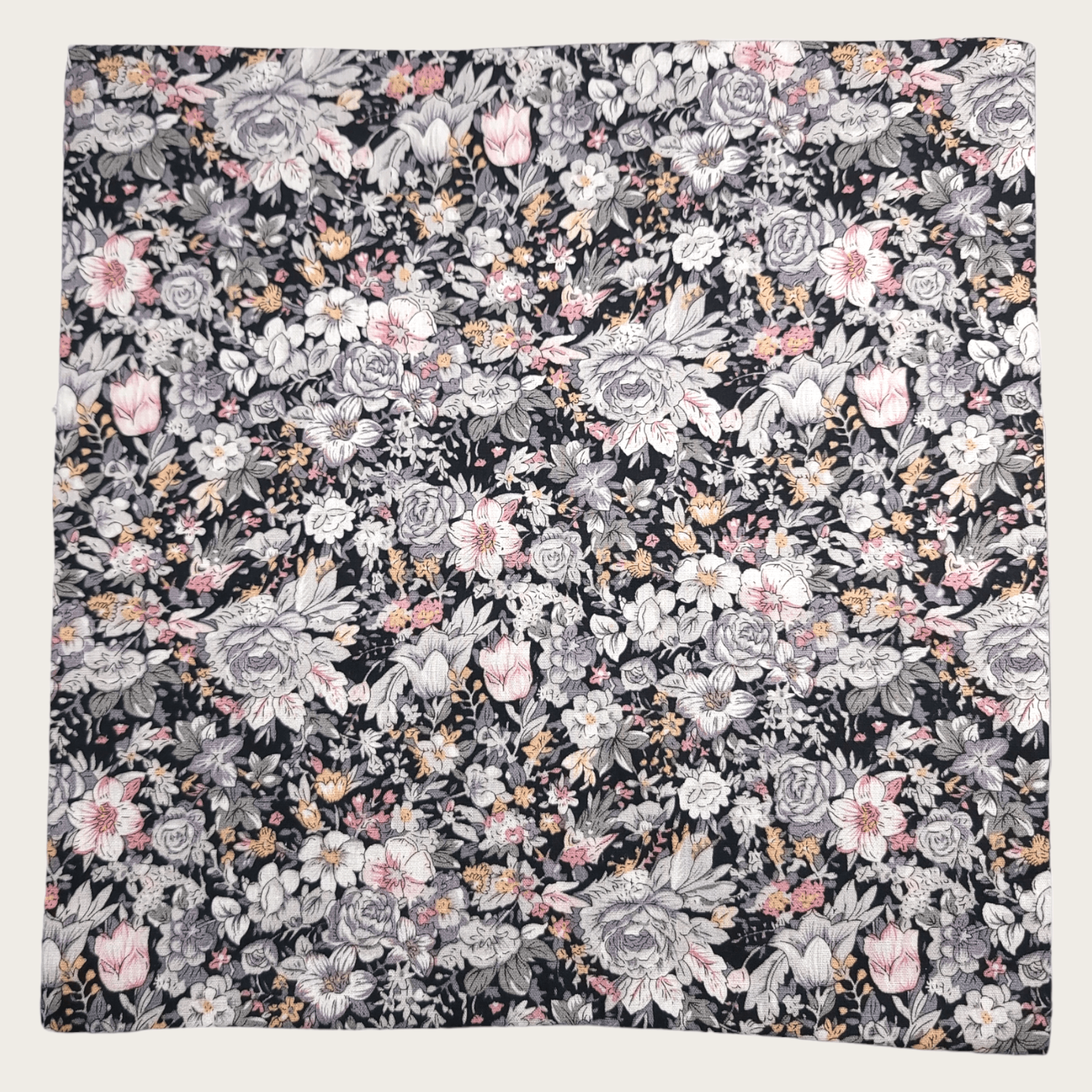 Black Smoke Gray Floral Reversible Pocket Square - STYLETIE