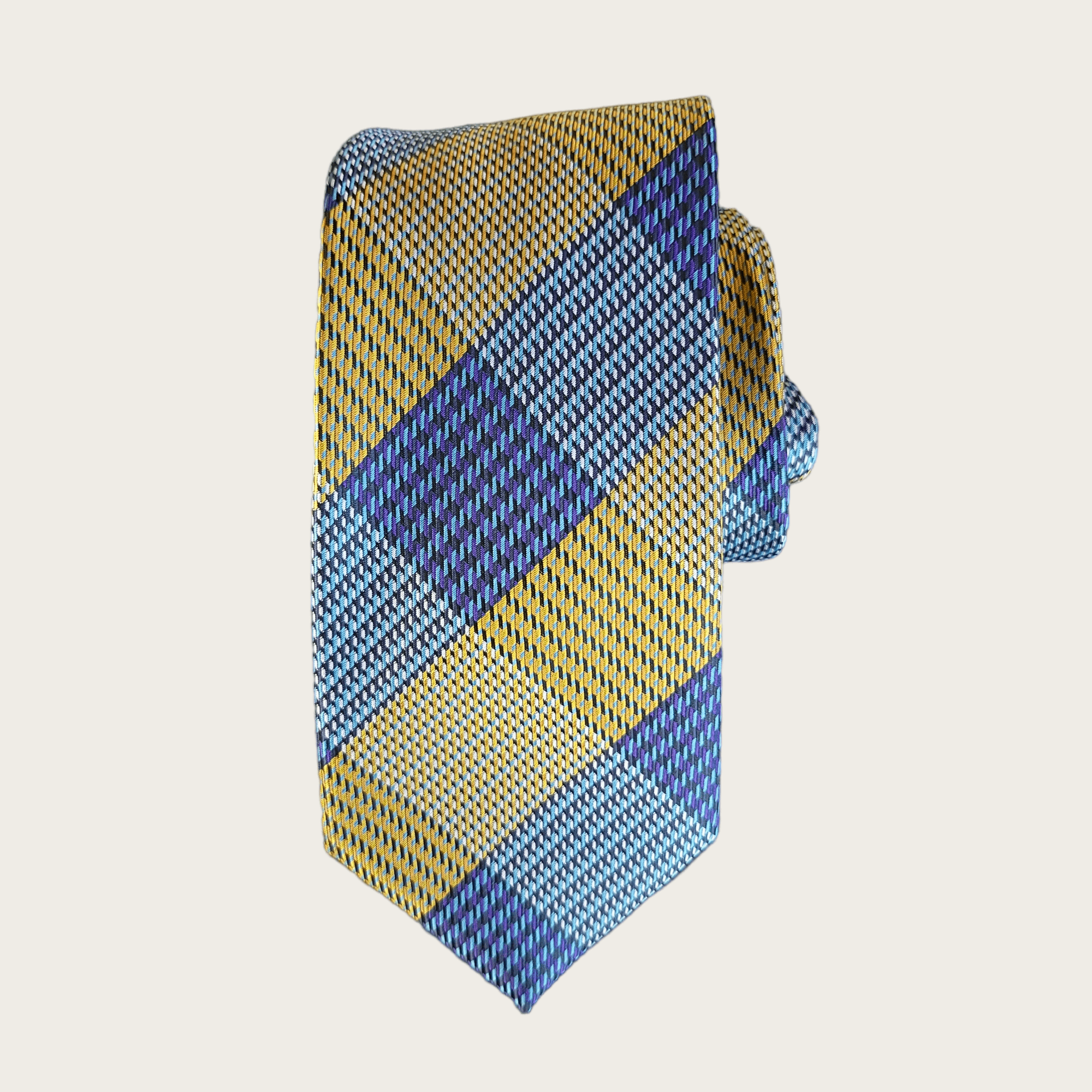 Blue Chestnut Brown Plaid Silk Tie Pocket Square Set - STYLETIE