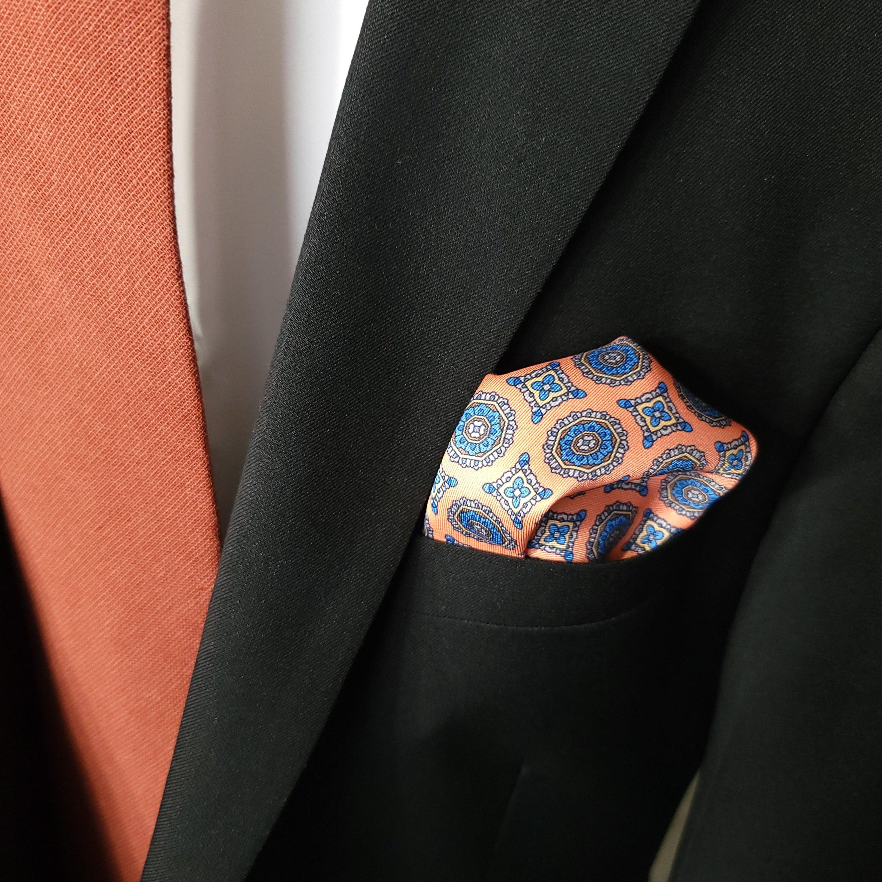 Blue Coral Polka Dot Stylish and Elegant Silk Pocket Square - STYLETIE