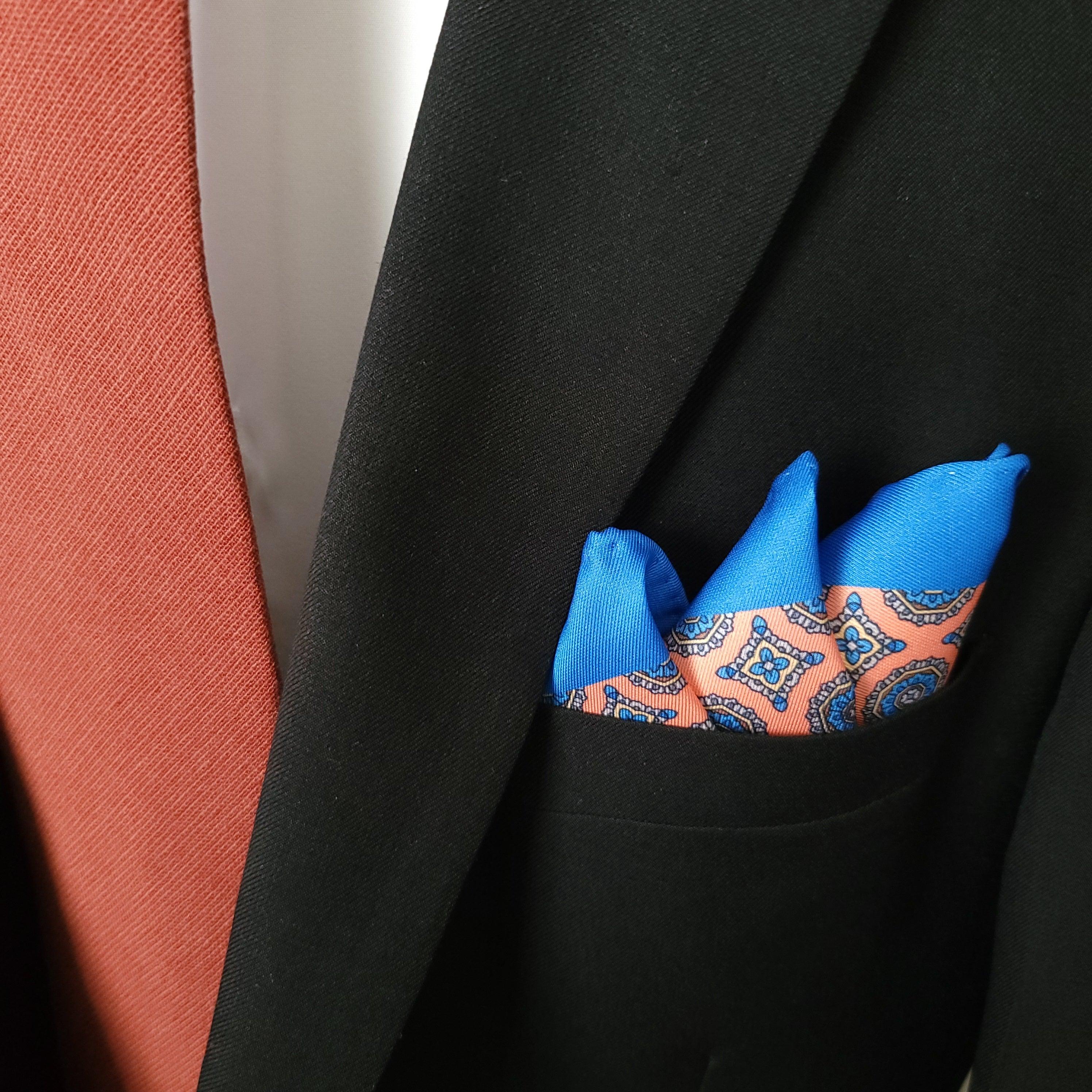 Blue Coral Polka Dot Stylish and Elegant Silk Pocket Square - STYLETIE
