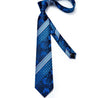 Blue Floral Striped Silk Tie Pocket Square Cufflink Set - STYLETIE