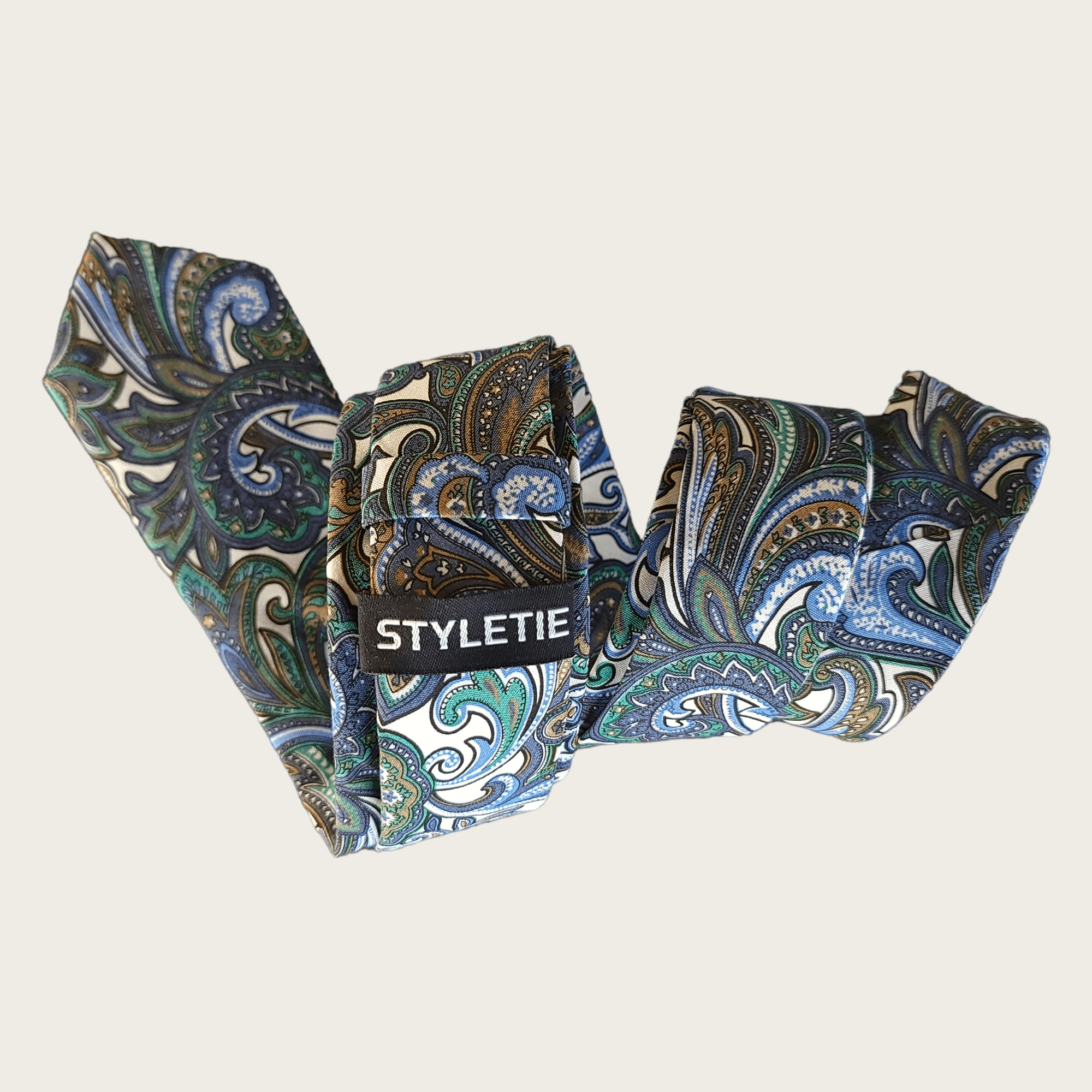 Blue Green Floral Slim Tie Pocket Square Set - STYLETIE
