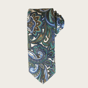 Blue Green Floral Slim Tie Pocket Square Set - STYLETIE