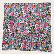 Blue Green Pink Gray Floral Reversible Pocket Square