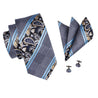 Blue Paisley Stripe Silk Tie Handkerchief Cufflinks necktie Set - STYLETIE
