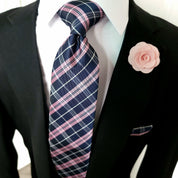 Blue Pink Striped Silk Tie Pocket Square Cufflink Set - STYLETIE