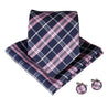 Blue Pink Striped Silk Tie Pocket Square Cufflink Set - STYLETIE