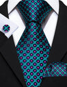 Blue Purple Geometric Silk Tie Pocket Square Cufflink Set - STYLETIE