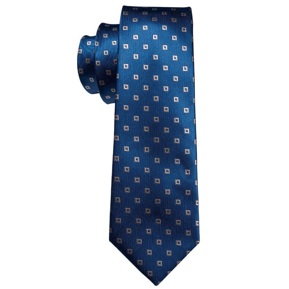 Blue Silk Tie Pocket Square Cufflink Set - STYLETIE