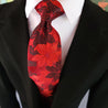 Bright Red Floral Silk Tie Pocket Square Cufflink Set - STYLETIE